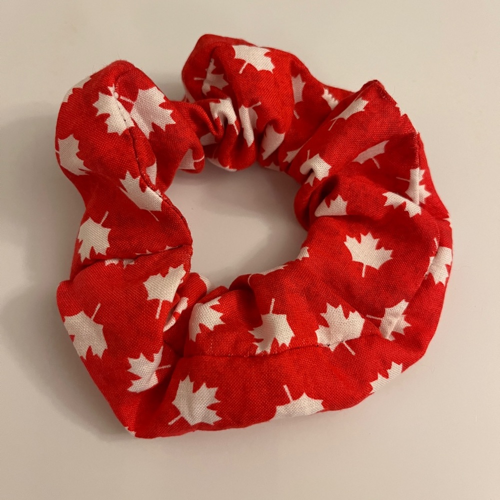 $4 Add-On New Hair Scrunchie Ponytail Elastic Accessory Maple Leaf Red Canada